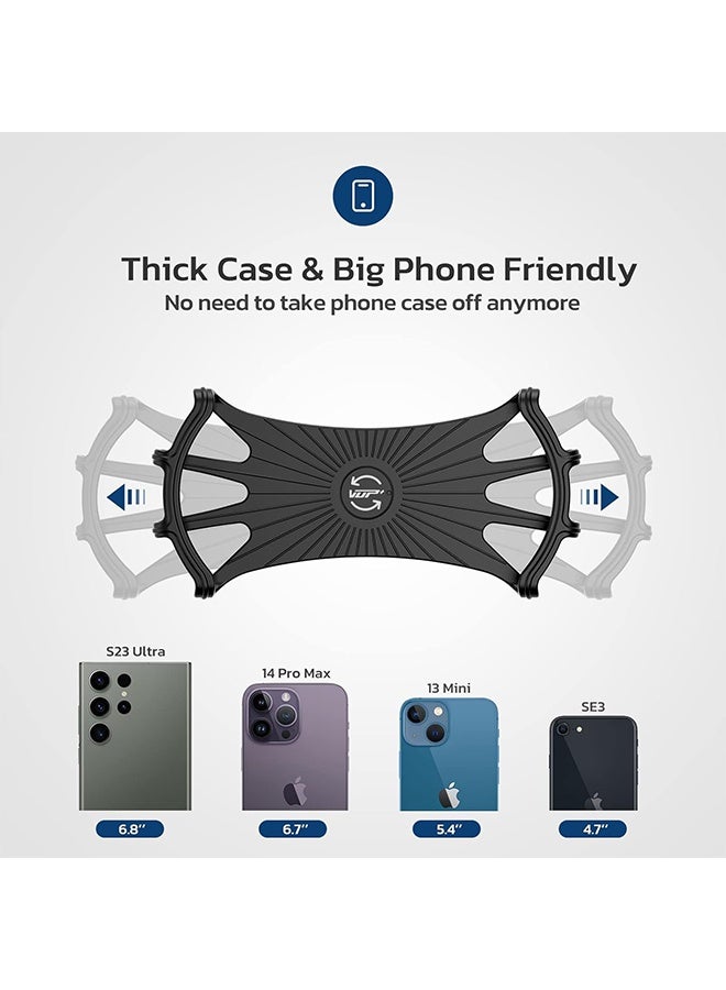 Bike Phone Mount, Universal Bike Cell Phone Holder, 360° Rotatable, Silicone Bicycle,Phone Compatible( Black) - Image 3